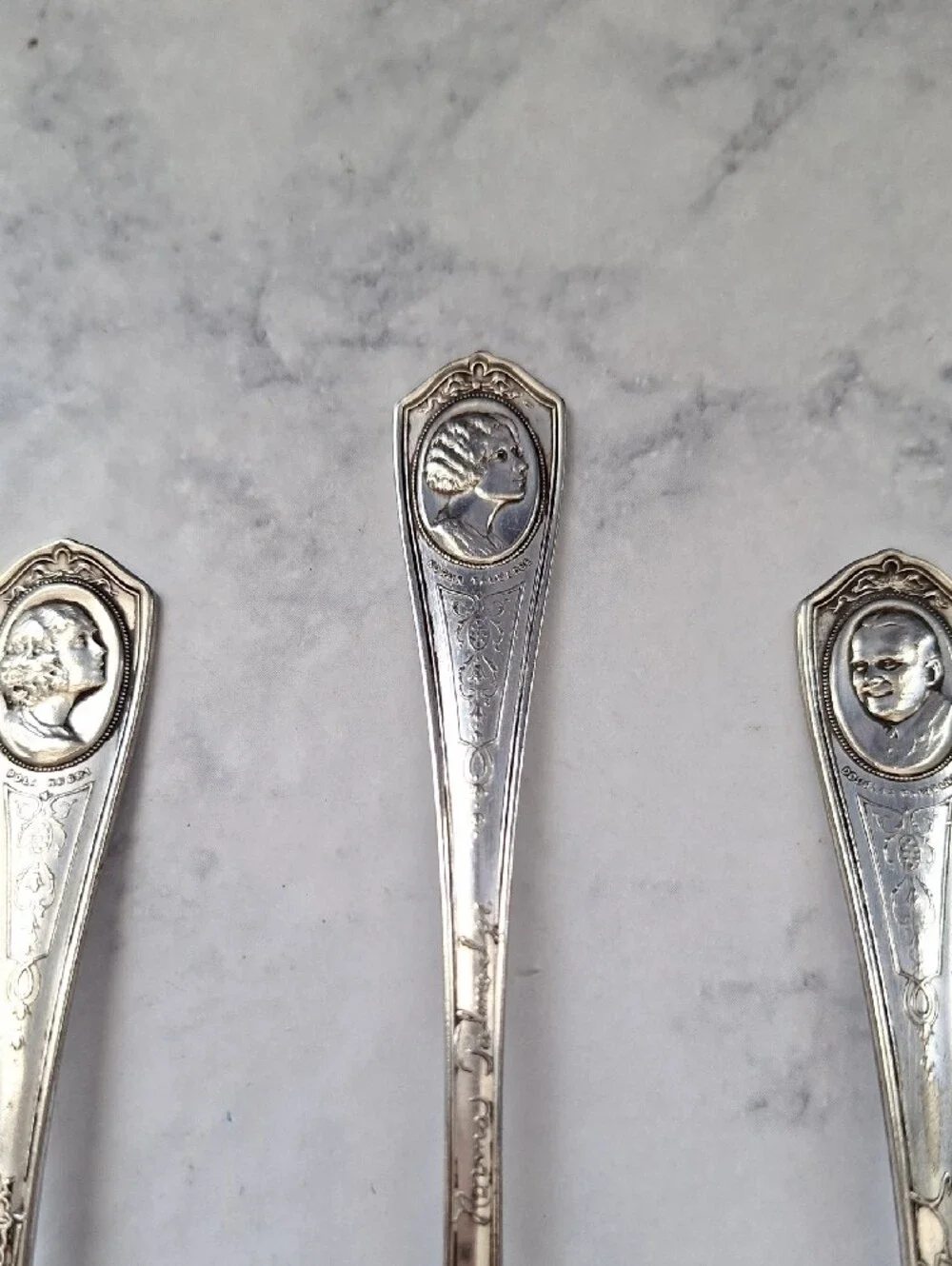 1920 Silent Movie Stars Set of 4 Silver-Tone Decorative Teaspoons
